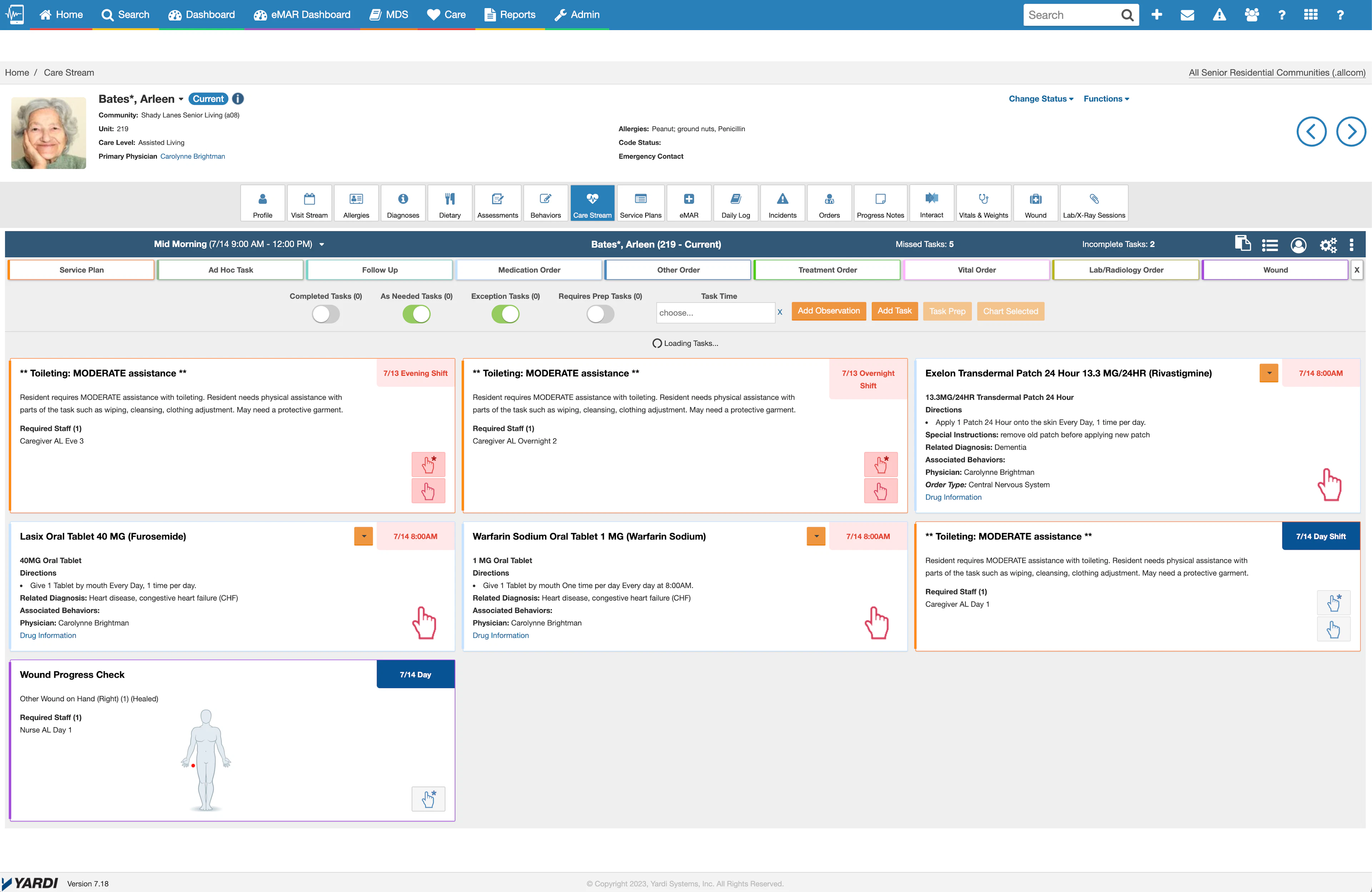 screenshot of Yardi EHR